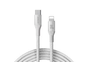 Joyroom 30W Coiled Braided Nylon Type-C to Lightning Data Cable 2m White (HL-SA28-CL-W2)