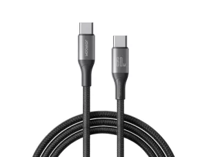 Joyroom 60W Type-C to C Braided Nylon Fast Charge Data Cable 1m Black (HL-SA28-CC-B1)