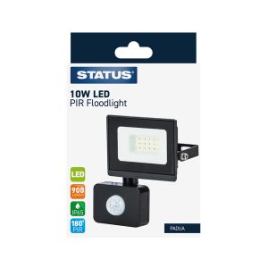 Status Padua 10W LED Floodlight with PIR Black