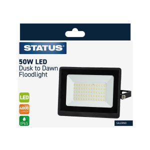 Status Salerno 50W LED Floodlight with Dusk/Dawn Sen Grey