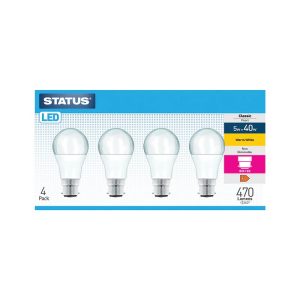 Status 40W LED Bulb B22 W/White Pk 4