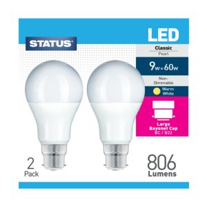 Status 60W LED Bulb E27 W/White Pk 2