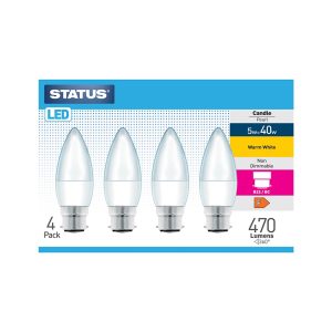 Status 40W LED Candle Bulb B22 W/White Pk 4