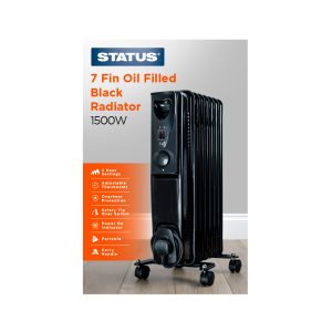 Status 7 Fin Oil Filled Radiator 1500W Black (SHEAT10B)