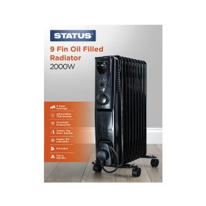 Status 9 Fin Oil Filled Radiator 2000W Black (SHEAT11B)