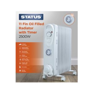 Status 11 Fin Oil Filled Radiator 2500W with Timer White (SHEAT13-T)