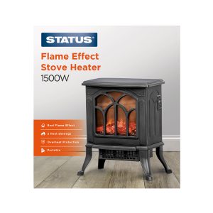 Status Flame Effect Stove Fan Heater 1500W Black (SHEAT16)