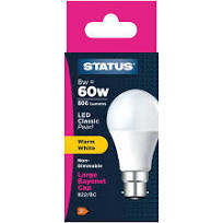 Status 60W LED Bulb B22 W/White Pk 1 (SBULB2PK1)