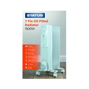 Status 7 Fin Oil Filled Radiator 1500W White (SHEAT10W)